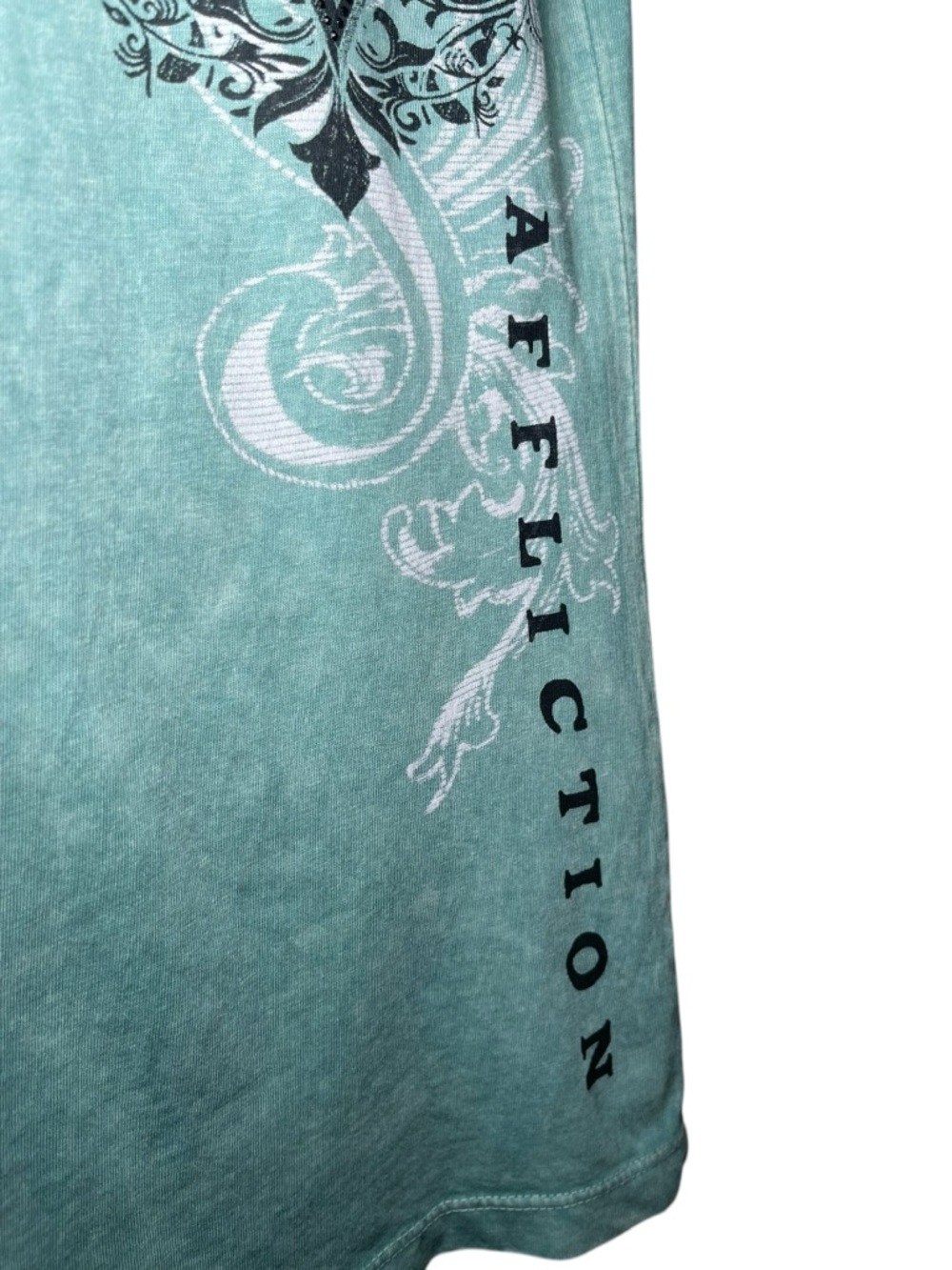 Buckle Affliction Lace-Up Y2K Deep Sea Lava Wash Graphic Short Sleeve Tee Medium - Picture 7 of 16